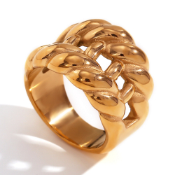 Steel Rings Steel Ring - Double Twisted - 17 mm - Gold and Steel