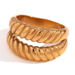 Steel Rings Steel Ring - Double Twisted - 13 mm - Gold and Steel