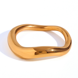 Steel Rings Steel Wave Ring - 4 mm - Gold and Steel