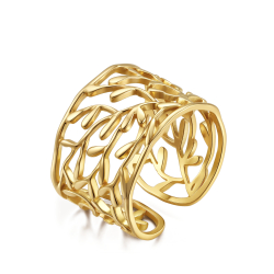 Anillo Acero Liso Anillo Liso Abierto - Ramas - Color Oro y Color Acero