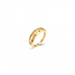 Anillo Acero Circonita Anillo Acero Circonita Blanca - 6 mm - Color oro