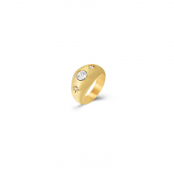 Anillo Acero Circonita Anillo Acero Circonita - 10 mm - Color Oro