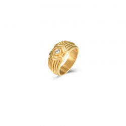 Ringe Edelstahl Zirkonia Streifen Stahlring - Zirkon 5mm - 9,50mm - Gold Farbe