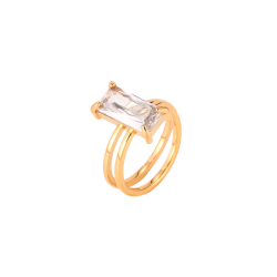 Anillo Acero Circonita Anillo Acero Circonita - 23 mm - Color Oro