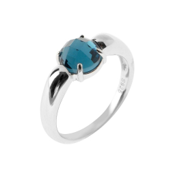 Silver Stone Rings Mineral Ring - 8mm - Rhodium Silver - 16 - Glass B