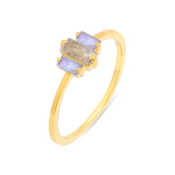 Silver Stone Rings Mineral Ring - 3 Minerals -7.5*7.7.5*7.5mm - Gold Plated and Silver