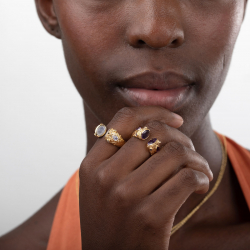 Silver Stone Rings Mineral Ring -Open - Gold Plated