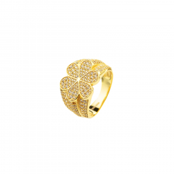 Silver Zircon Rings Silver Ring - 20.5 mm Flower Zirconia - T12,T14,T16,T18 - Gold Plated