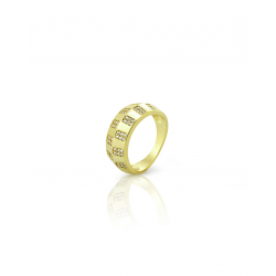 Silver Zircon Rings Silver Ring - Checkered 8mm - Gold Plated