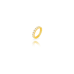 Novedades Anillo Plata Moissanita - 4 MM - Bañado Oro y Plata Rodiada