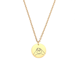 Halsketten Glattes Edelstahl Stahlhalskette - Handgesten Herz - 40+5 cm – Farbe Gold und Silber