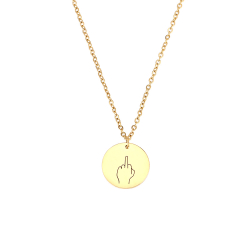 Steel Necklaces Steel Necklace - Sign Language F-You - 40+5 cm - Gold and Silver Color