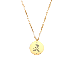 Halsketten Glattes Edelstahl Stahlhalskette - Rosenblüte - 40+5 cm – Farbe Gold und Silber