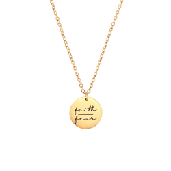 Halsketten Glattes Edelstahl Stahlhalskette - Glaube Furcht - 40+5 cm – Farbe Gold und Silber