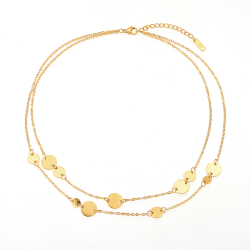 Collar Acero Liso Collar Acero - Círculos - 42+5cm - Color Oro y Color Plata