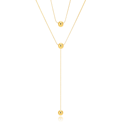 Collar Acero Liso Collar Acero - Bolas Péndulo Diseño - 50 + 5 cm - Color Oro y Color Acero