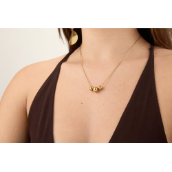 Collar Acero Liso Collar Acero - 3 Bolas - Diseño - 43 + 5 cm - Color Oro y Color Acero