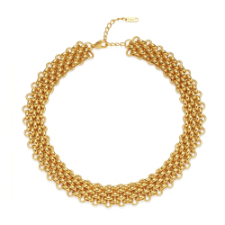 Collar Acero Liso Collar Acero Liso - Eslabón Diseño - 40 + 5 cm - Color Oro y Color Acero