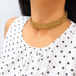 Collar Acero Liso Collar Acero Liso - Eslabón Diseño - 40 + 5 cm - Color Oro y Color Acero
