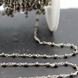 Silver Stone Chains Rosary Chain - Pyrite 1Mt