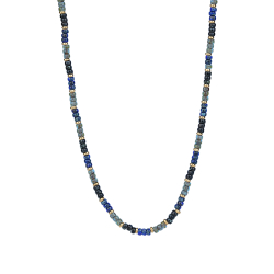 Collar Acero Mineral Collar Acero - Mineral Natural Sodalita - 40+5cm - Color Oro
