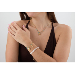 Collar Acero Mineral Collar Acero Mineral - Concha - Diseño - 41 + 5 cm - Color Oro y Color Acero