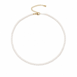 Collar Acero Mineral Collar Perla Cultivada 2,5-3mm - AAA+ calidad - 38+5 cm - Color Oro