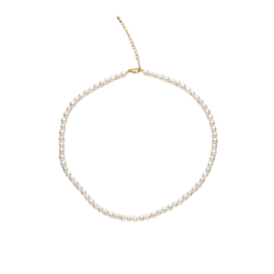 Collar Acero Mineral Collar Perla Cultivada 5mm - AAA+ calidad - 38+5 cm - Color Oro
