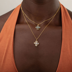 Bronze Stone Necklaces Bronce Necklace - Cross 13,50mm - 38+6cm - Gold Plated