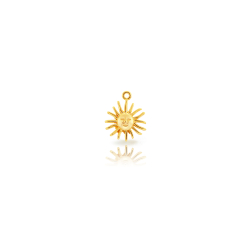 Charm Plata Lisa Charm Plata - Sol con Cara - 10mm - 1ud - Bañado en Oro y Plata Rodiada