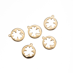 Silver Charms Silver Charm - Clover - 5pcs - Gold Plated, Rhodium-Plated Silver, and Rose Gold Plated