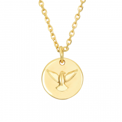 Collar Plata Lisa Collar Medalla Pájaro  - 38+4cm - Bañado Oro y Plata Rodiada