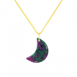 Silver Stone Necklaces Mineral Necklace - Moon - 18mm - Gold Plated