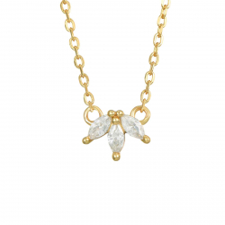 Halsketten Silber Zirkonia Halskette Zirkonia - Blumenmotiv 8 x 6 mm - 36 + 4 cm - Vergoldet