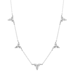 Silver Zirocn Necklaces Necklace Zirconia - Triangles - 40+5cm - Rhodium Silver