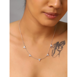 Halsketten Silber Zirkonia Halskette Zirkonia - Dreiecke - 40+5&nbsp;cm - Rhodiniertes Silber