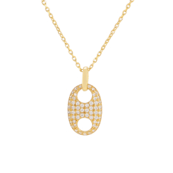 Collar Plata Circonita Collar Circonita -Eslabón 16*10 - 37+5cm - Bañado Oro