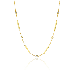 Collar Plata Circonita Collar Circonita - Barra 21*2 mm - 38+5cm - Bañado Oro