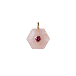 Pendentifs Bronze Minéral Pendentif Minéral - Hexagone 16,5 mm - Zirconia - Plaqué Or