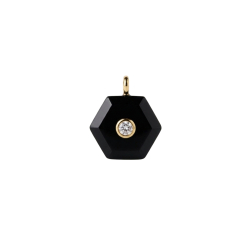 Colgante Bronce Mineral Colgante Mineral - Hexágono 16,5 mm - Circonita - Bañado Oro