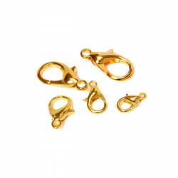  Stahlzubehör - Karabinerverschluss 9mm, 10mm, 11mm, 12mm - 5 Stück - Farbe Gold