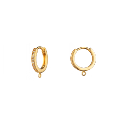 Findings - Earrings Accessories Accessories Zirconia Hoop Earrings - 12mm with 1.3 mm Ring - Gold Plated