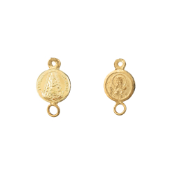 Entrepiezas Plata Lisa Entrepieza Escaoulario - Virgen del Rocío - 10 mm - Bañado Oro
