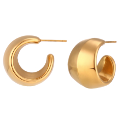 Neuheiten Ohrringe Edelstahl - Halbreif - 23 mm - Goldfarben