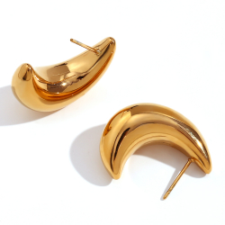 Steel Earrings Hollow Semi Hoop Steel Earrings - 25 mm - Gold Color and Steel Color
