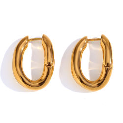 Steel Earrings Steel Earring - Oval Ring - 25 mm - Gold Color and steel Color