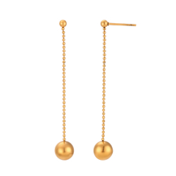Steel Earrings Steel Earring - Ball Chain - 57 mm - Gold Color and Silver Colour