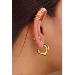Pendiente Acero Liso Pendientes Acero Hueco - Aro Cuadrado 20 mm - Color Oro y Acero