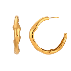 Steel Earrings Semi Hoop Steel - Earrings 40*8mm - Gold Color