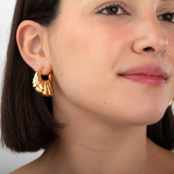 Steel Earrings Hollow Steel Earrings - Hoop Bag 30 mm - Gold Color